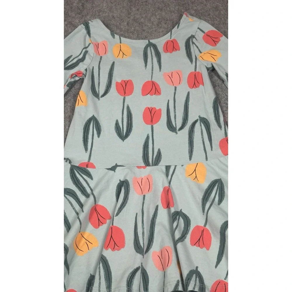 Tea Drop Waist Skater Dress Kids Girls Tulips Spring Size 6yo